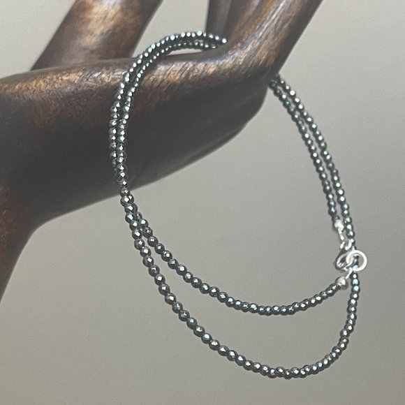 Jewelry - Petite Gemstone Iron Grey Hematite Choker Necklace | 18" | NWT